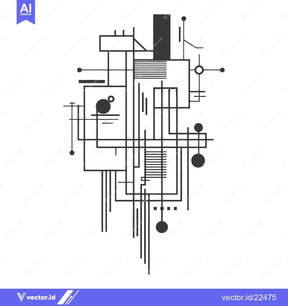 Premium Vector dari An abstract geometric design composed of lines dots and shapes