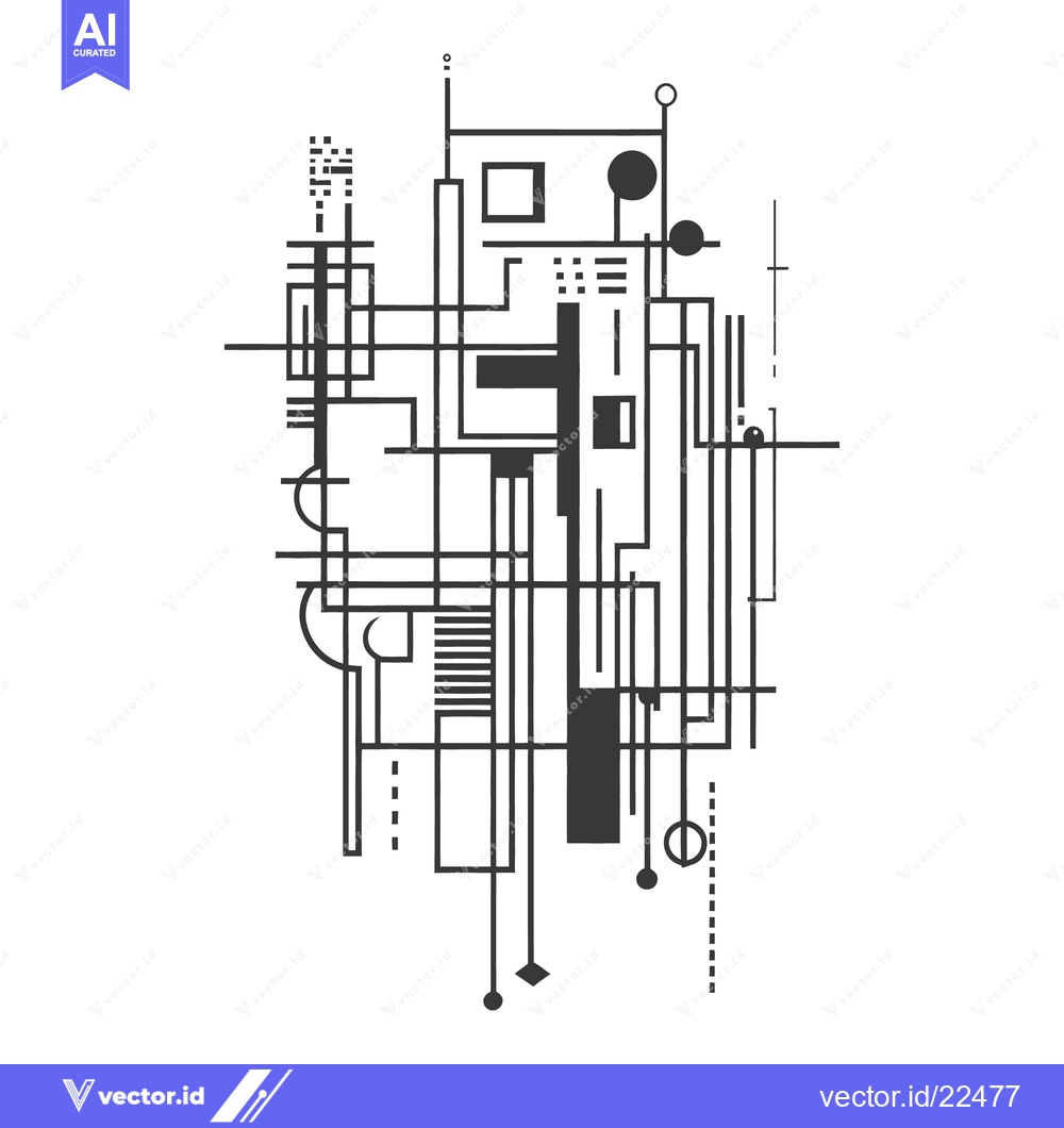 Premium Vector dari Geometric linear design comprised of diverse shapes and various straig
