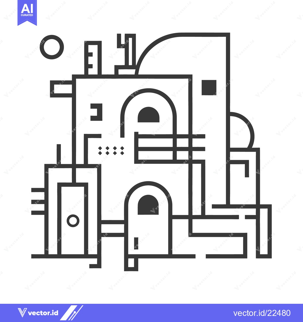 Premium Vector dari Abstract geometric architectural drawing showing stylized building fac