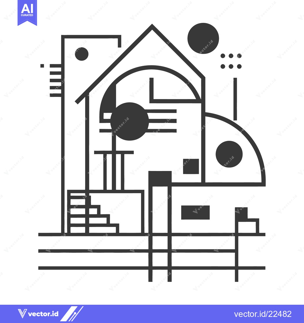 Premium Vector dari An abstract geometric composition featuring various shapes and lines