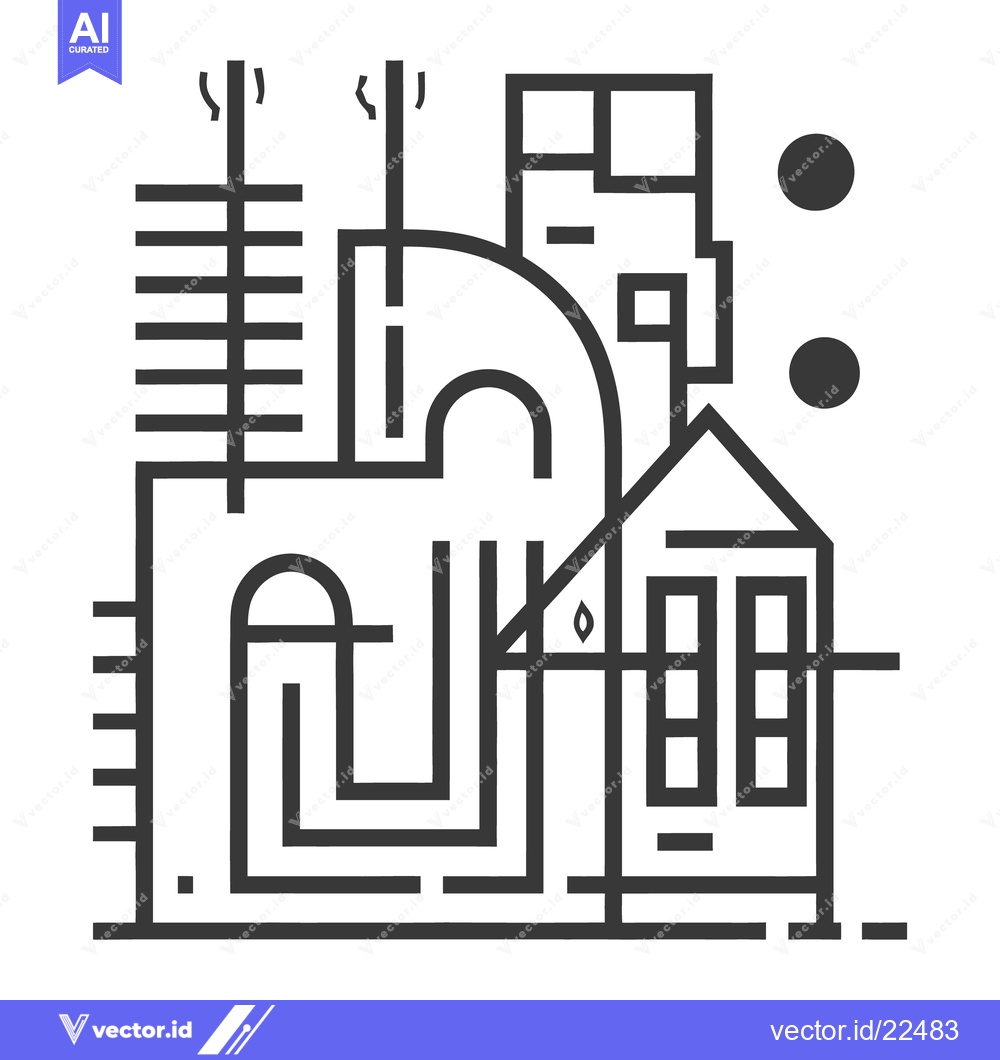 Premium Vector of A geometric black and white representation of a cityscape design