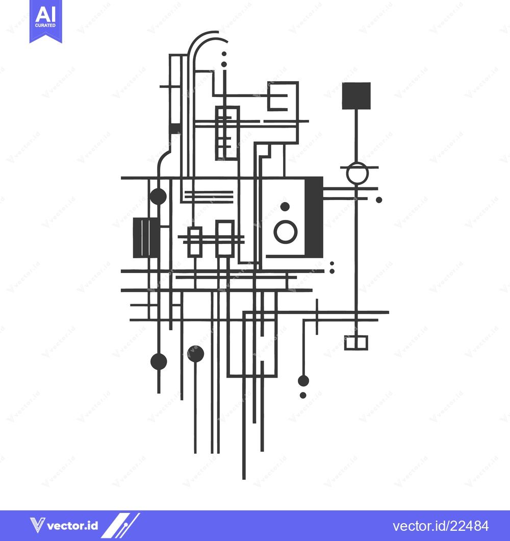 Premium Vector of Abstract Geometric Graphic Art Featuring Lines Circles And Squares