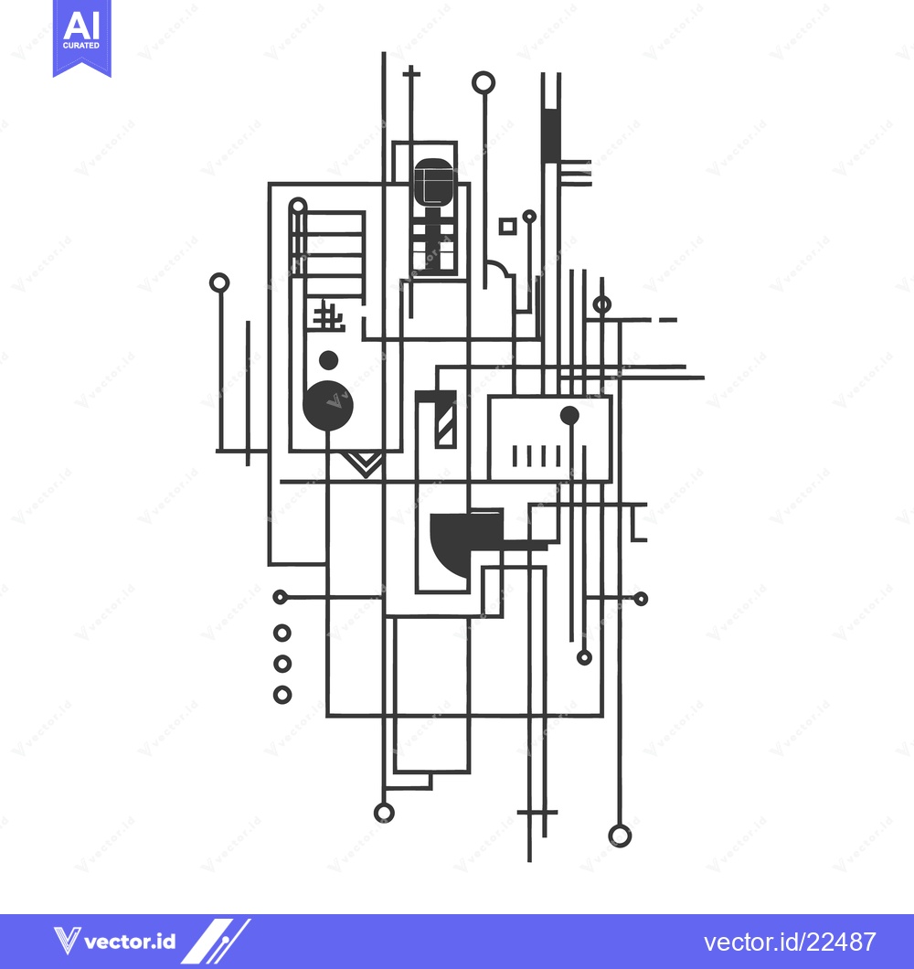 Premium Vector dari An abstract digital illustration showing interconnected lines and shap