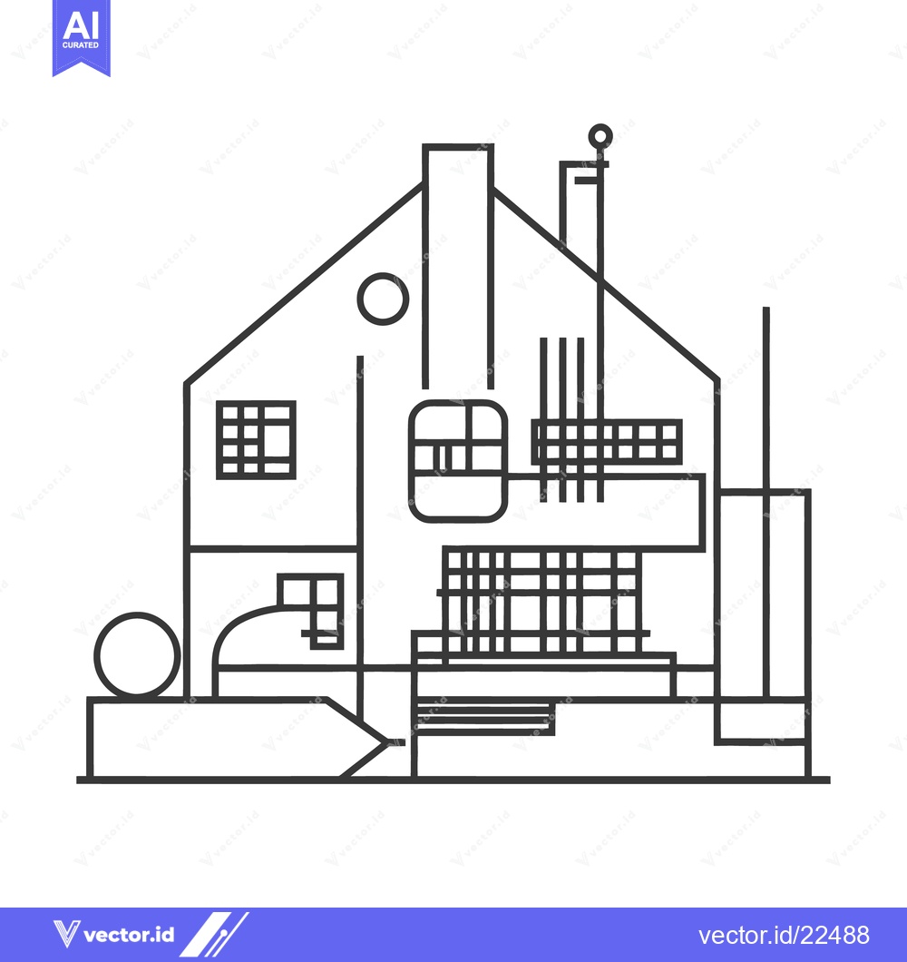 Premium Vector dari Architectural minimalist house design rendered in precise black line a