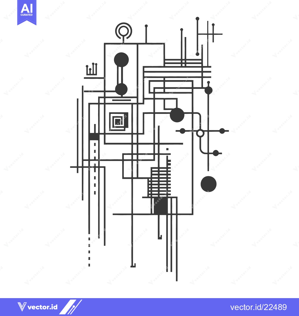 Premium Vector dari An abstract black and white geometric circuit diagram illustration