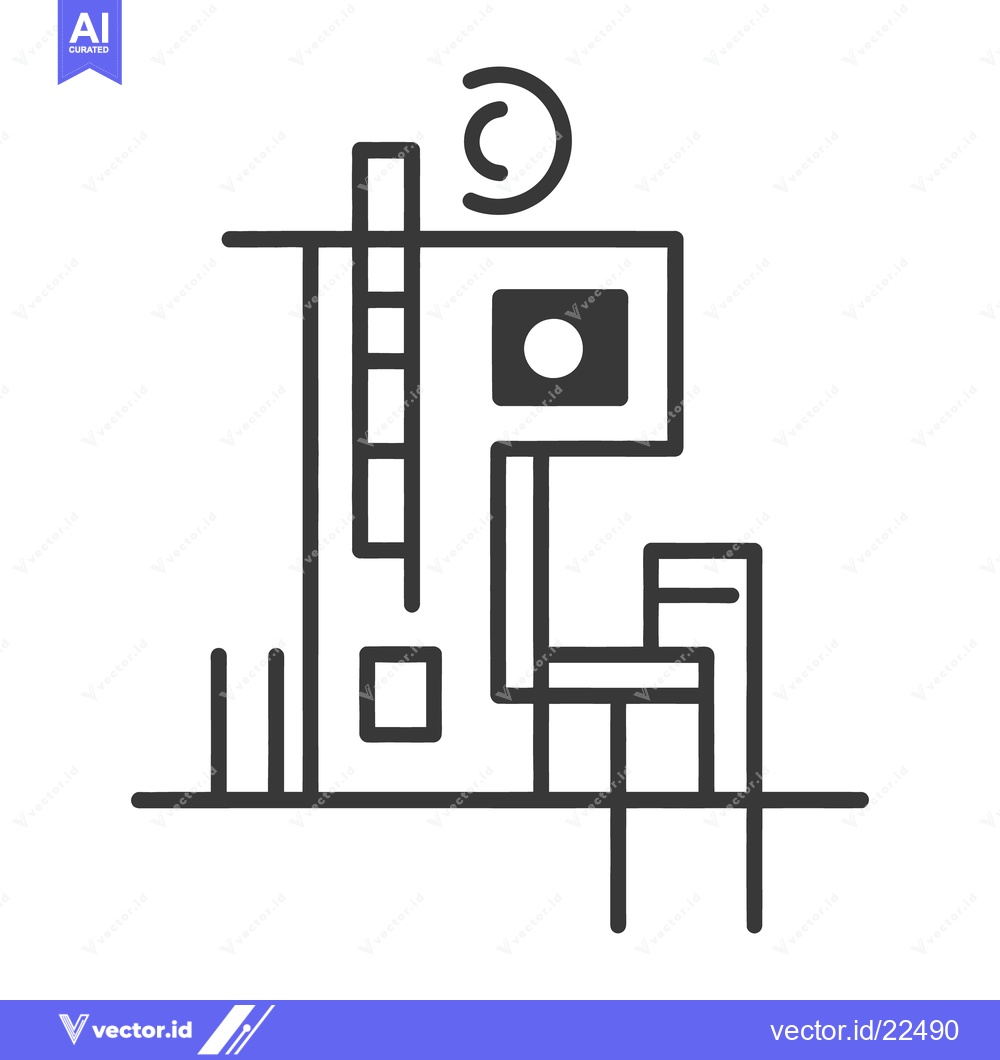 Premium Vector of A modern architectural structure with geometric linear details is disp