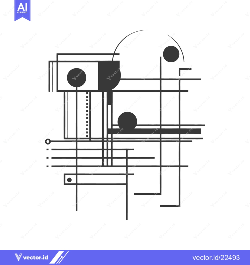 Premium Vector dari Abstract composition featuring lines circles and geometric shapes