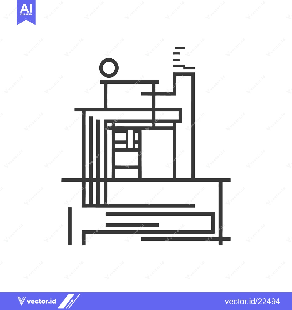 Premium Vector dari Abstract black line art of building with architectural elements