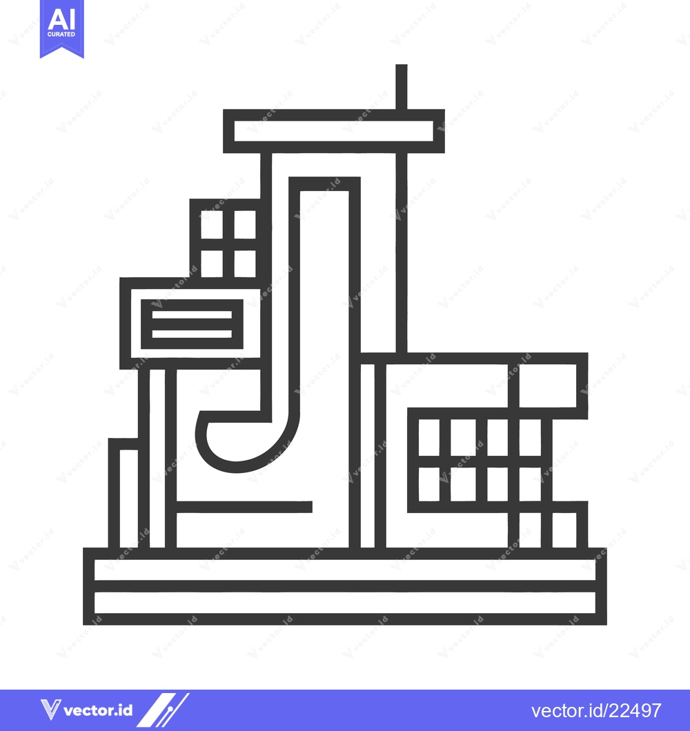 Premium Vector of A simple monochromatic illustration depicting an industrial factory bu