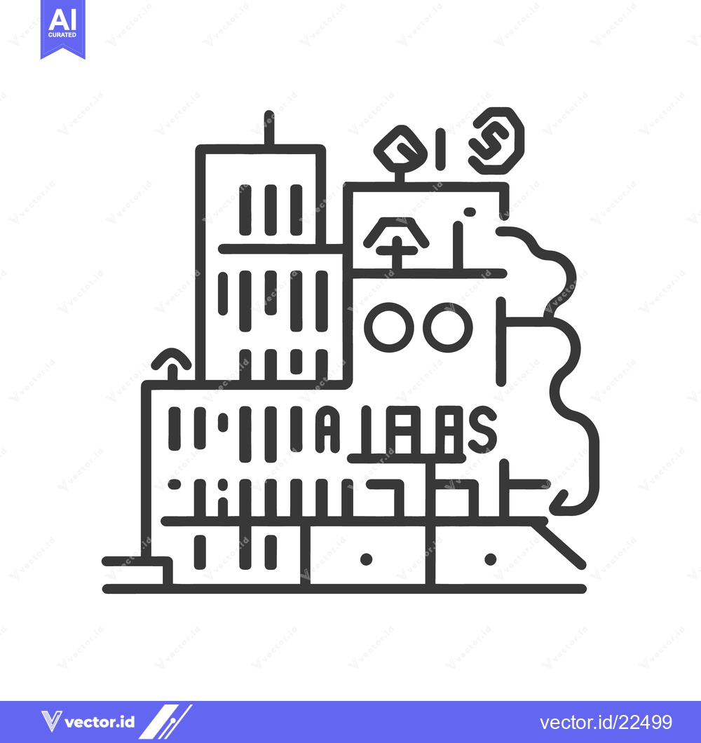 Premium Vector dari A modern stylized line drawing of a futuristic city skyline