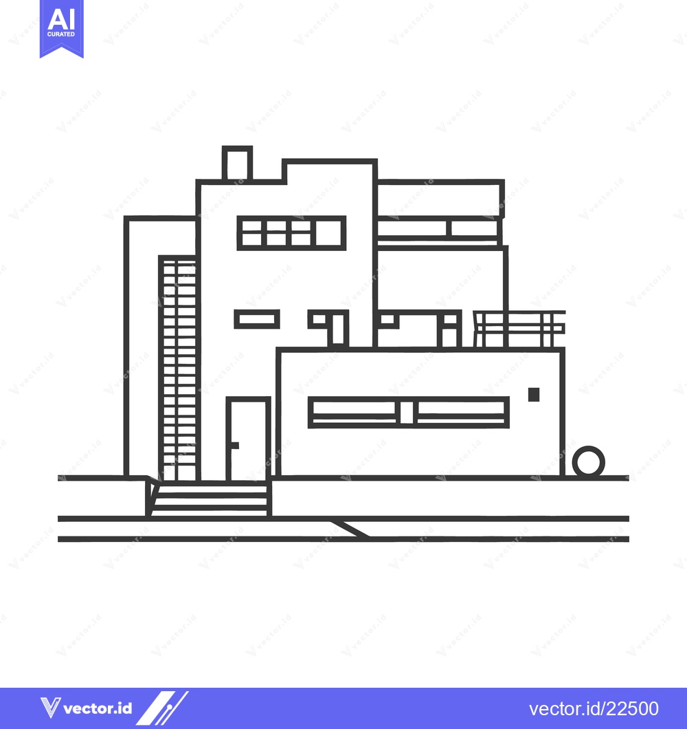 Premium Vector dari Architectural drawing of a modern house with many levels and details