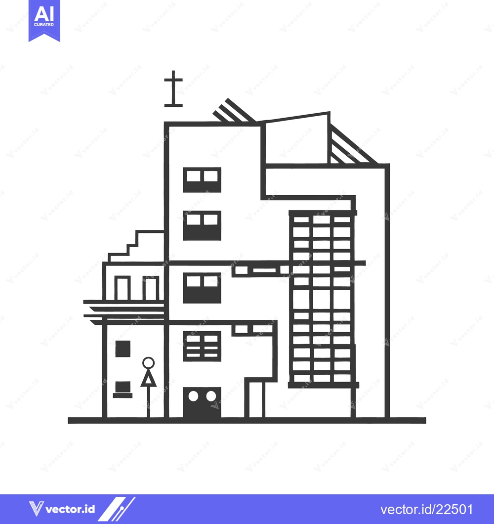 Premium Vector of A modern architectural building drawing with a simple minimalist desig