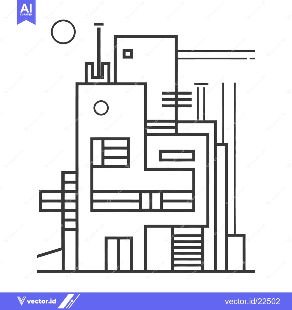 Premium Vector of A black and white geometric rendering of a building structure