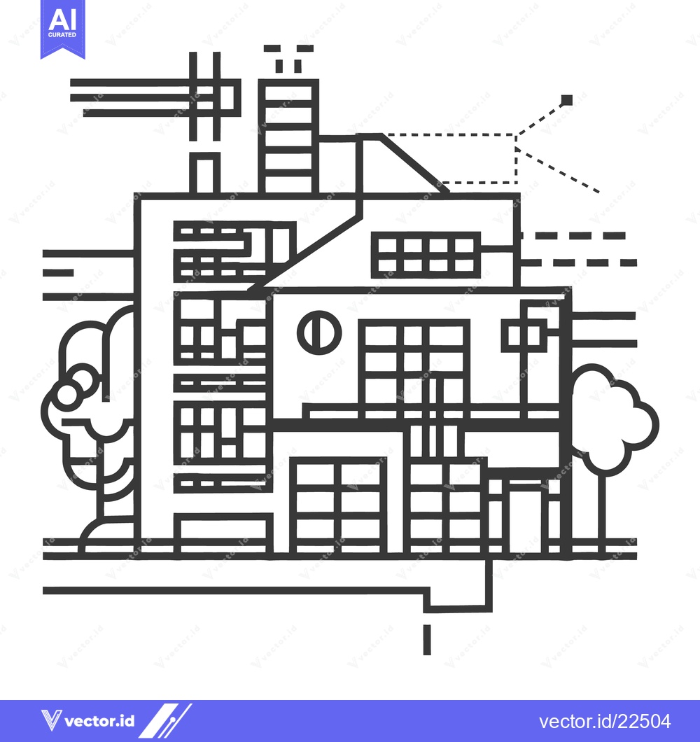 Premium Vector dari An abstract black and white illustration of a modern building