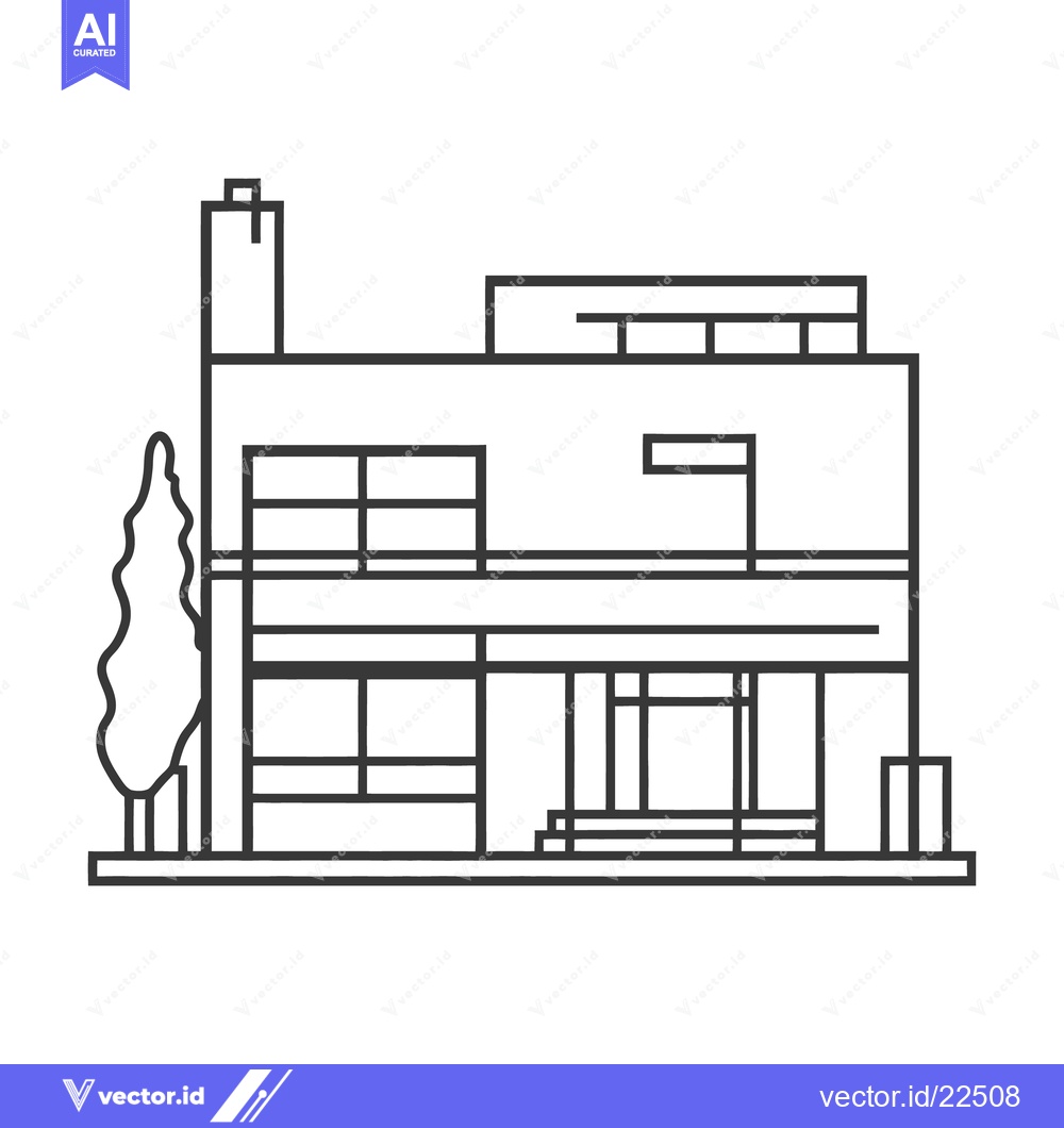 Premium Vector of A modern minimalist architectural illustration of a residential buildi