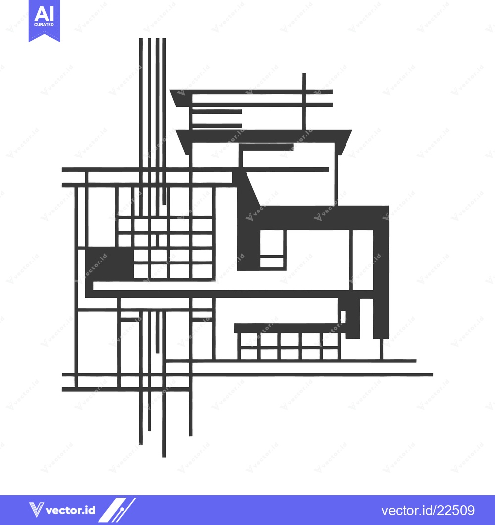 Premium Vector of Architectural illustration depicting abstract geometric shapes in a ho