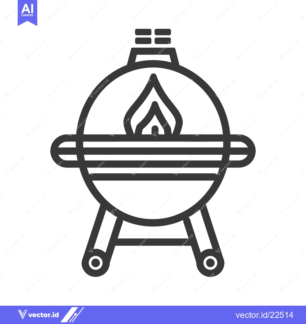 Premium Vector dari A simple black and white illustration of a barbecue grill