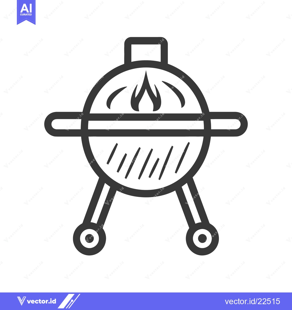 Premium Vector dari A simple illustration shows a barbecue grill with flames and wheels