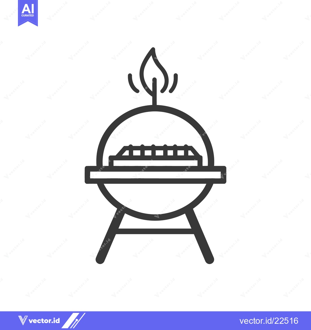 Premium Vector dari A black and white illustration of a grilling device with fire