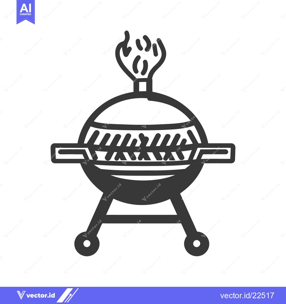 Premium Vector of Simplified black and white illustration of a barbeque grill
