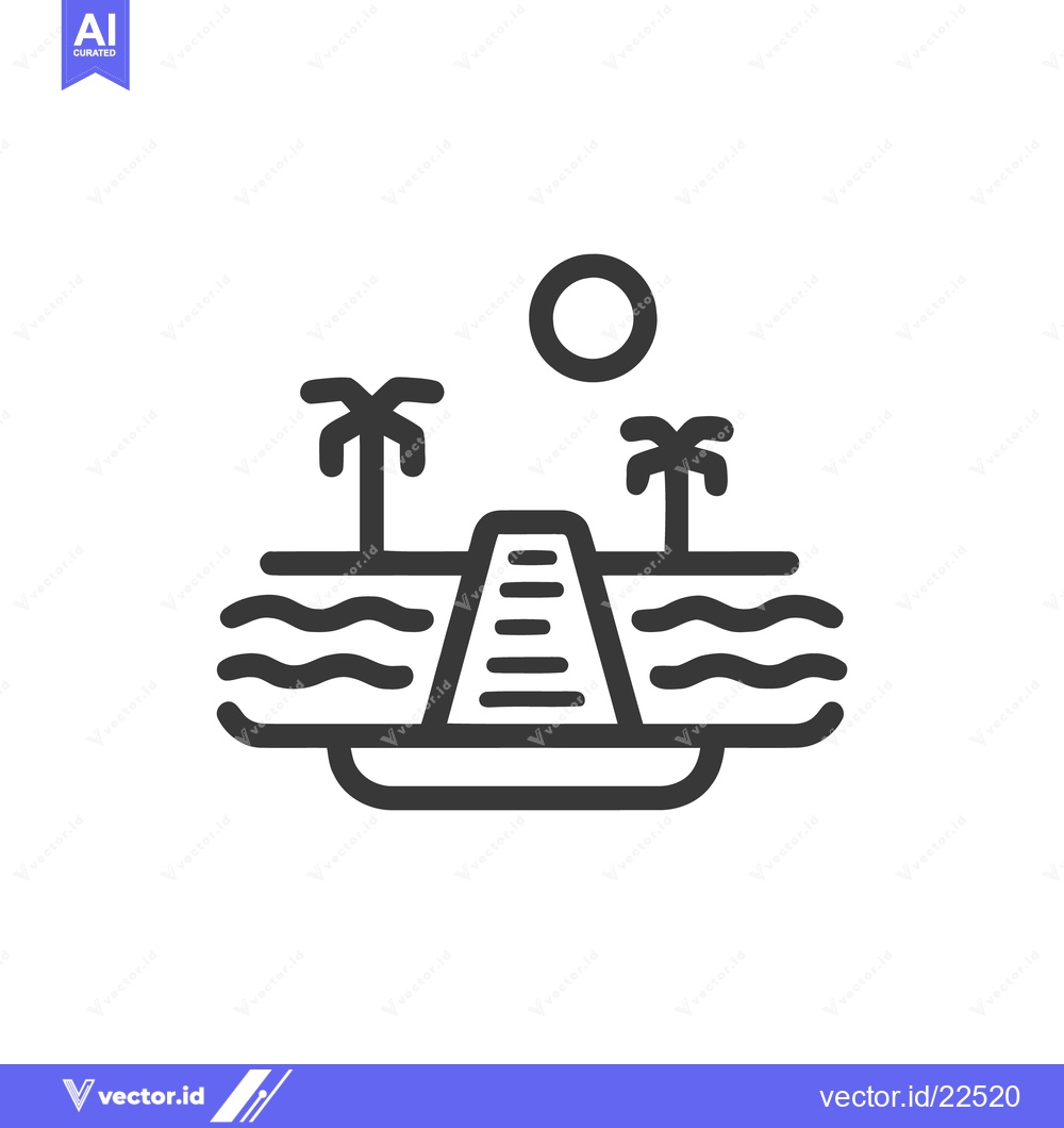 Premium Vector dari Minimalist Tropical Island Icon with Palm Trees and Sun