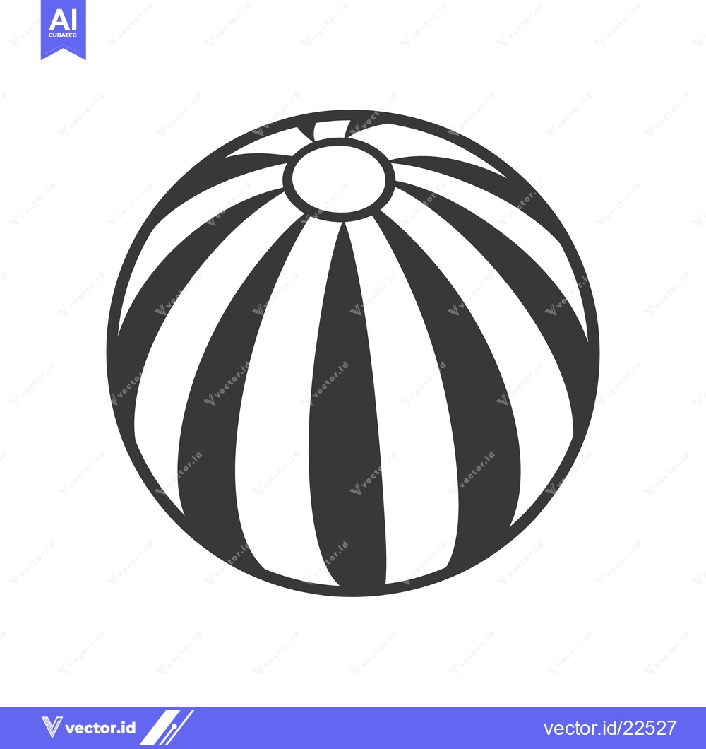 Premium Vector of A black and white striped beach ball design is presented