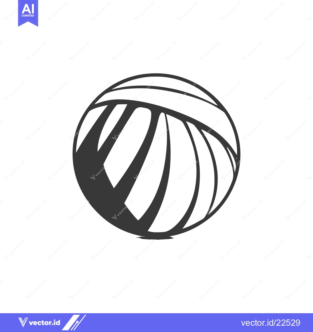 Premium Vector dari A black and white graphic illustration depicts a sports volleyball