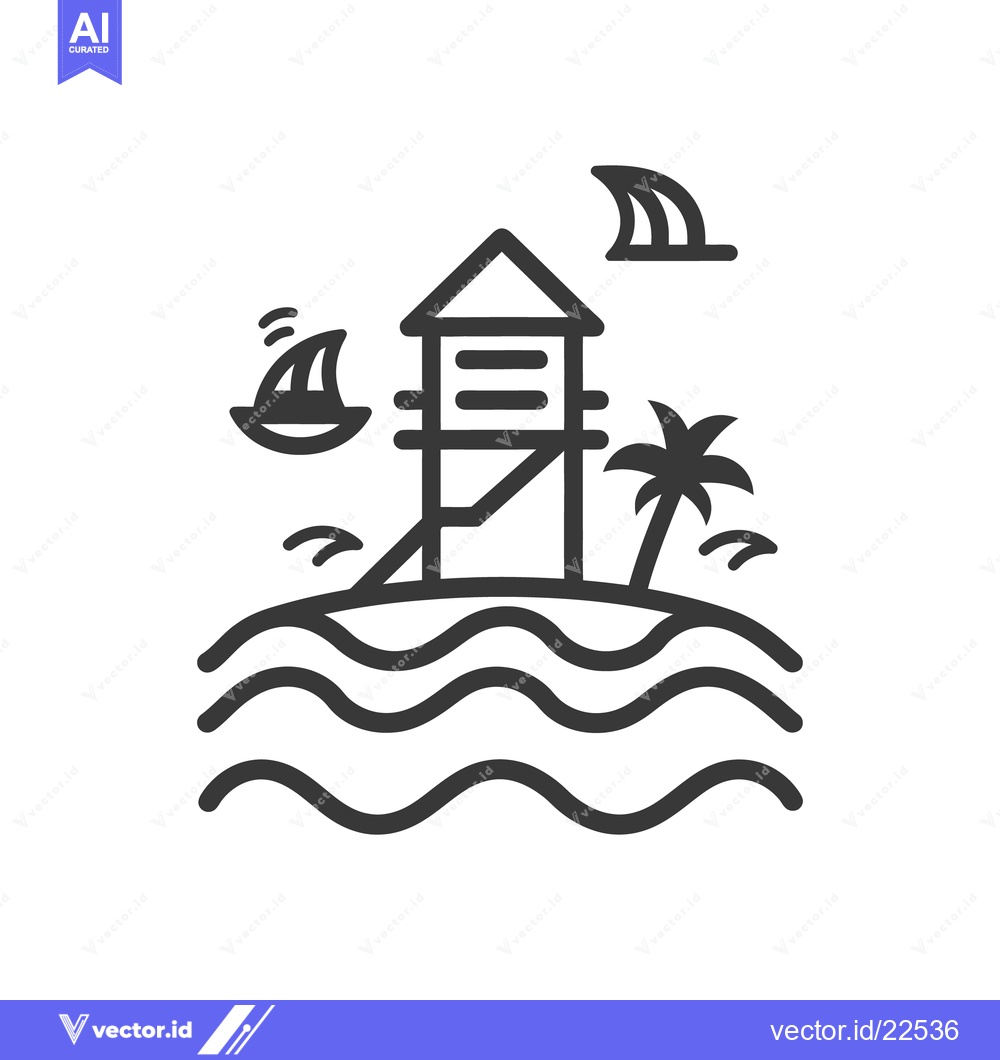 Premium Vector dari A Simple Black Line Drawing Of Seaside Lifeguard Station