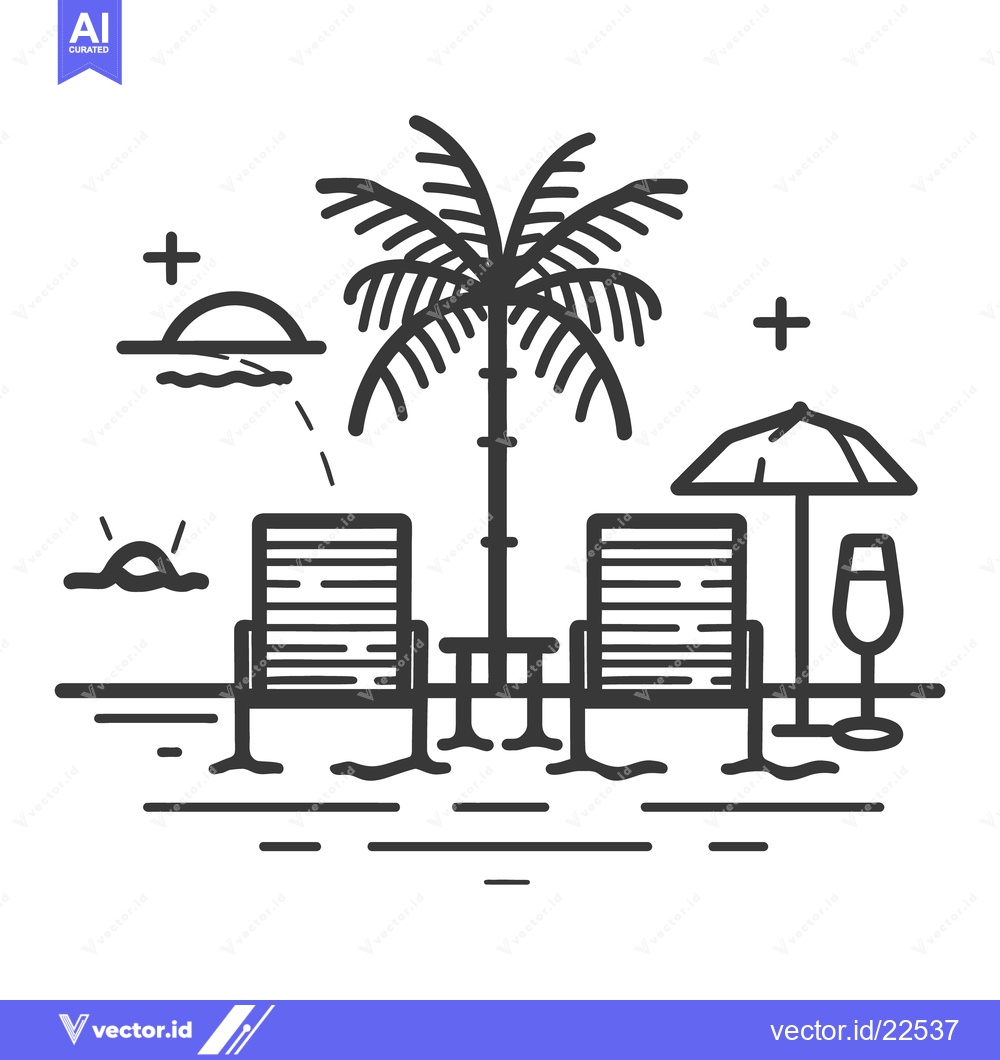 Premium Vector dari A simplistic beach scene depicts leisure and relaxation outdoors at su