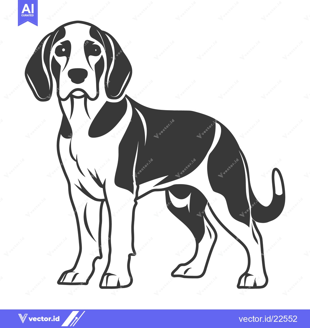 Premium Vector of A black and white illustration depicting a standing canine animal