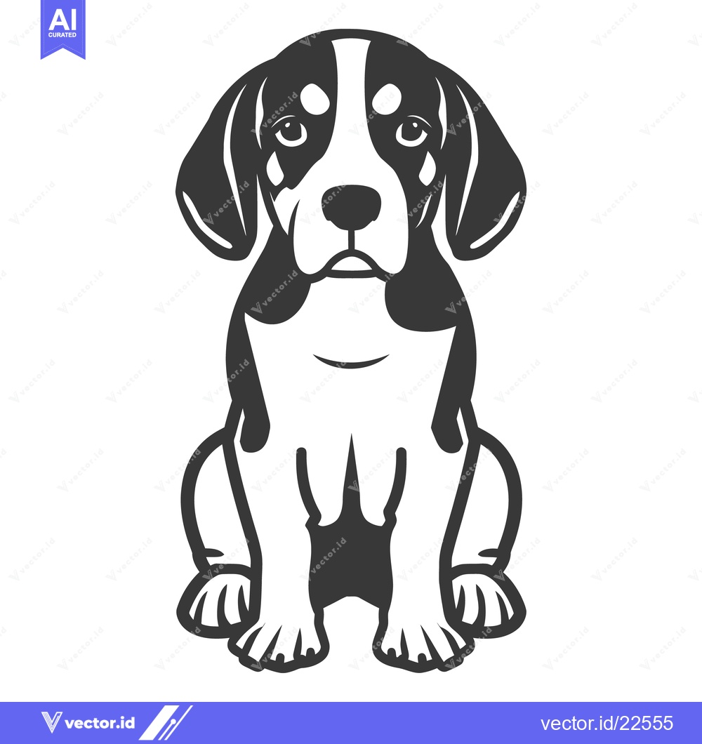 Premium Vector of A Sitting Adorable Puppy Depicted in Simple Black and White Style