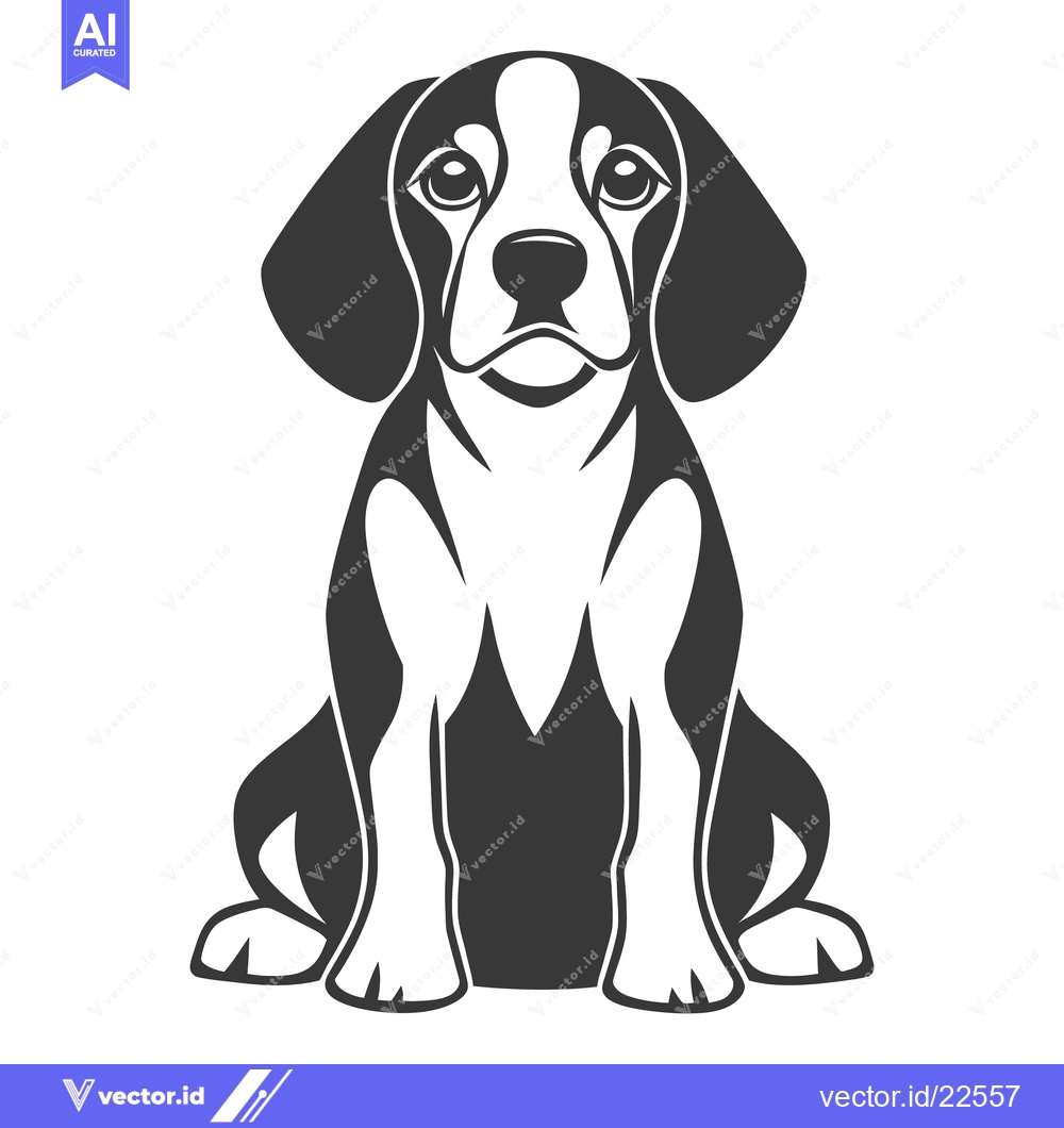 Premium Vector of A simple black and white illustration of a seated canine animal