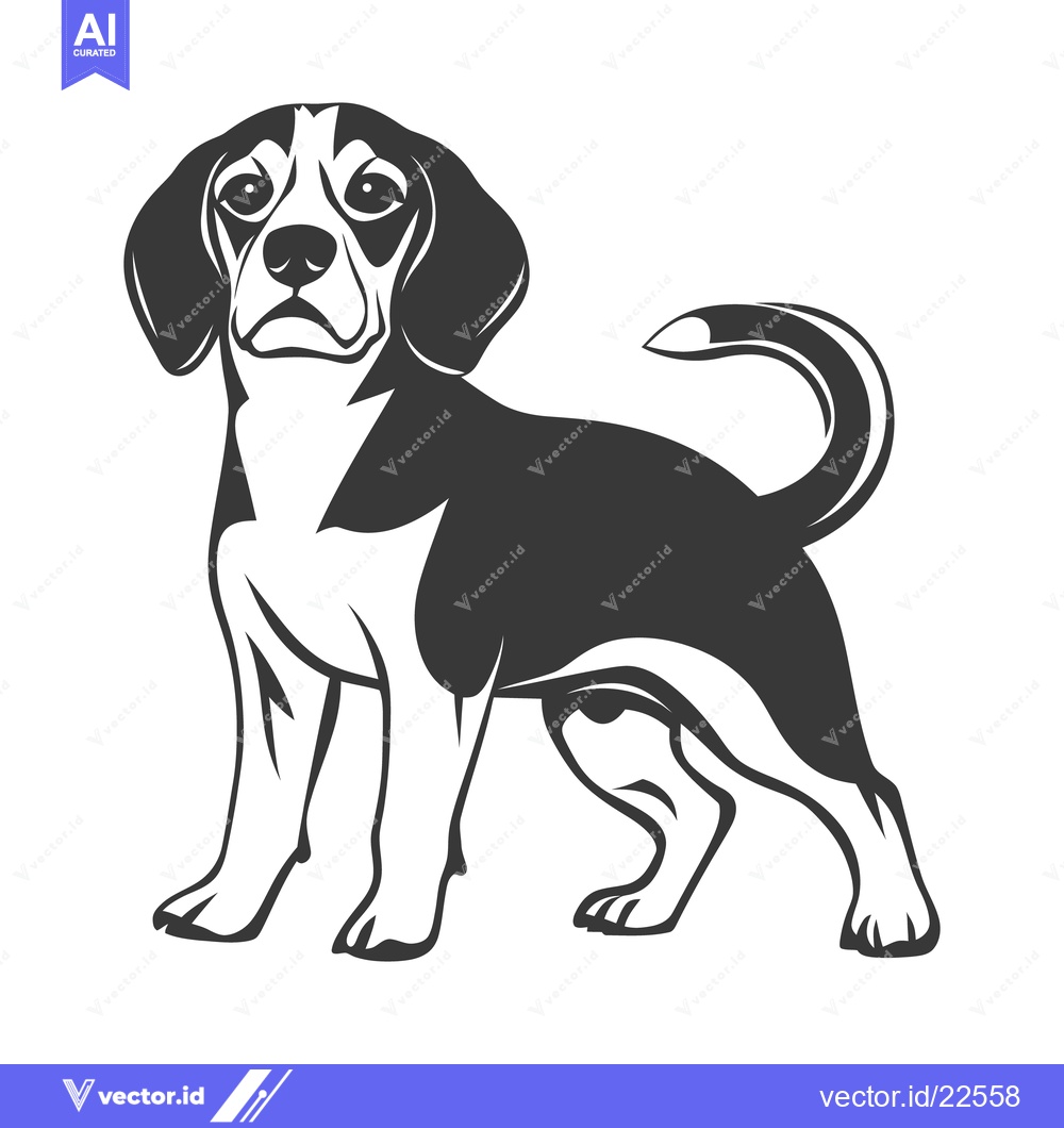 Premium Vector dari A monochrome illustration of a standing dog in profile view