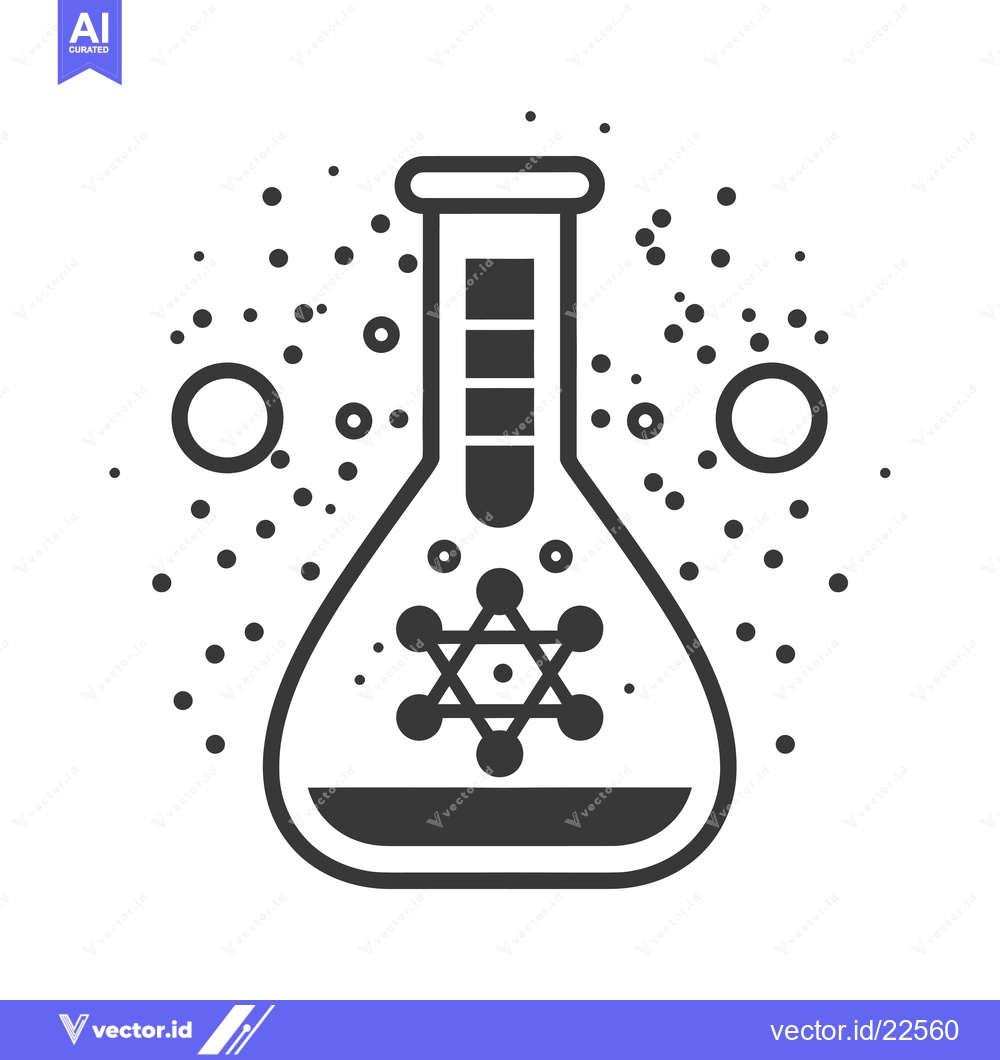 Premium Vector of Beaker with Geometric Shape and Molecules Emitting