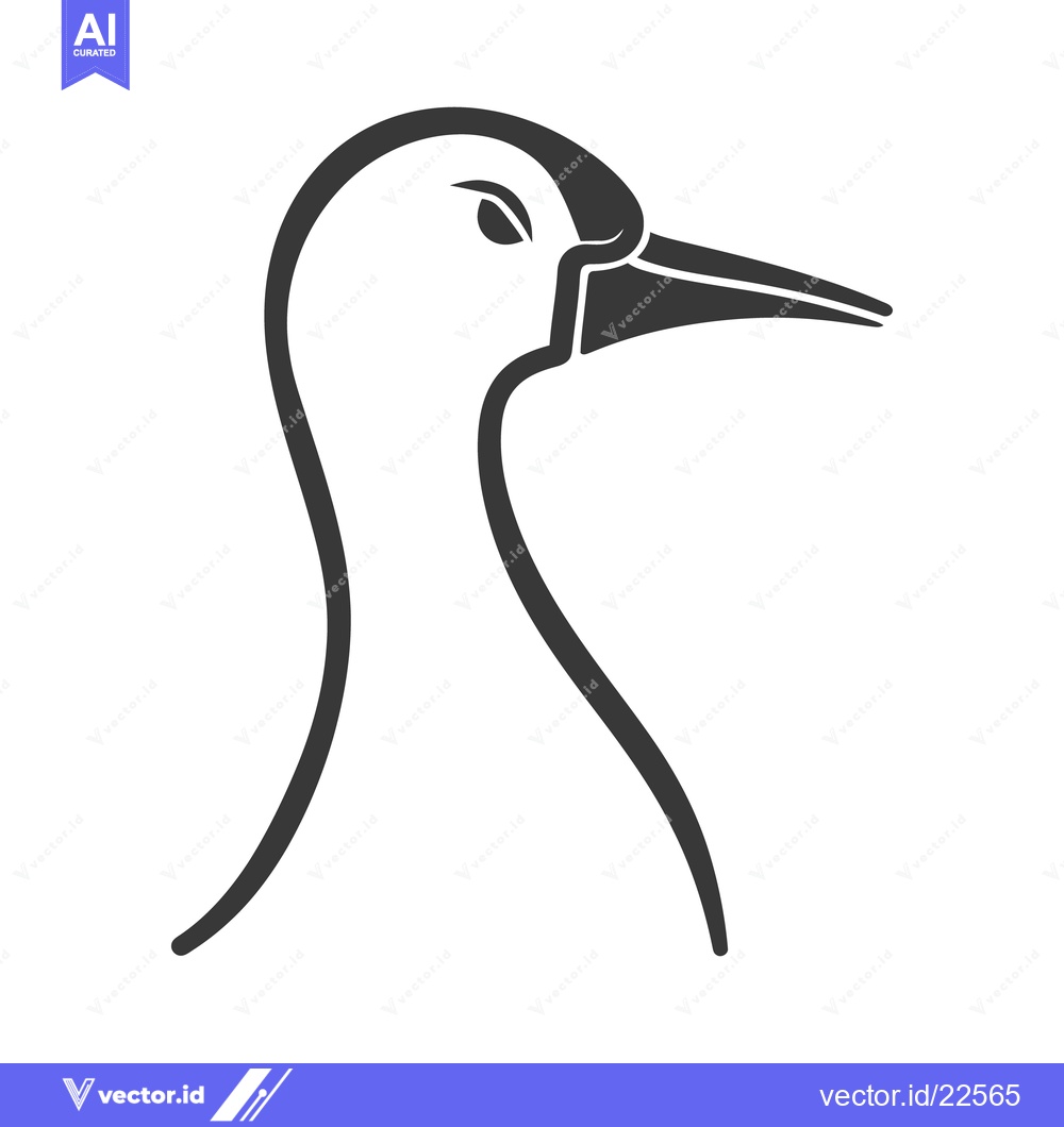 Premium Vector dari Stylized minimalist illustration of a seabird head and neck profile