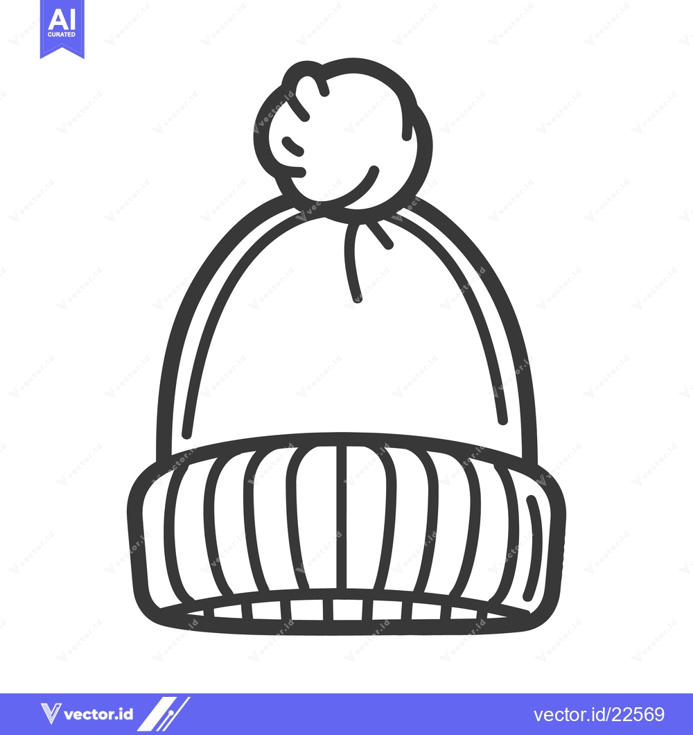 Premium Vector dari A simple drawing depicting a warm knitted winter hat