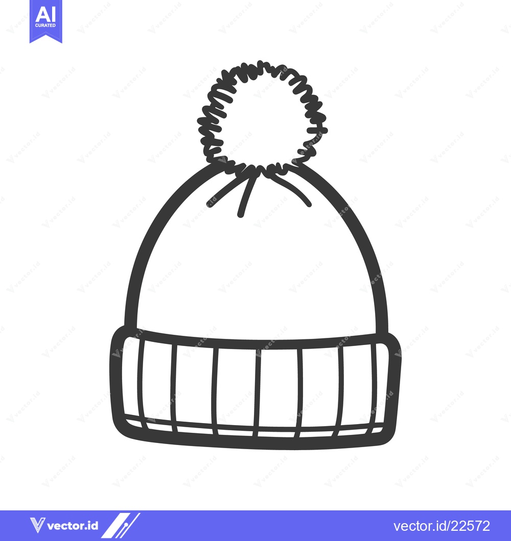 Premium Vector of A simple outlined image of a winter style knit cap