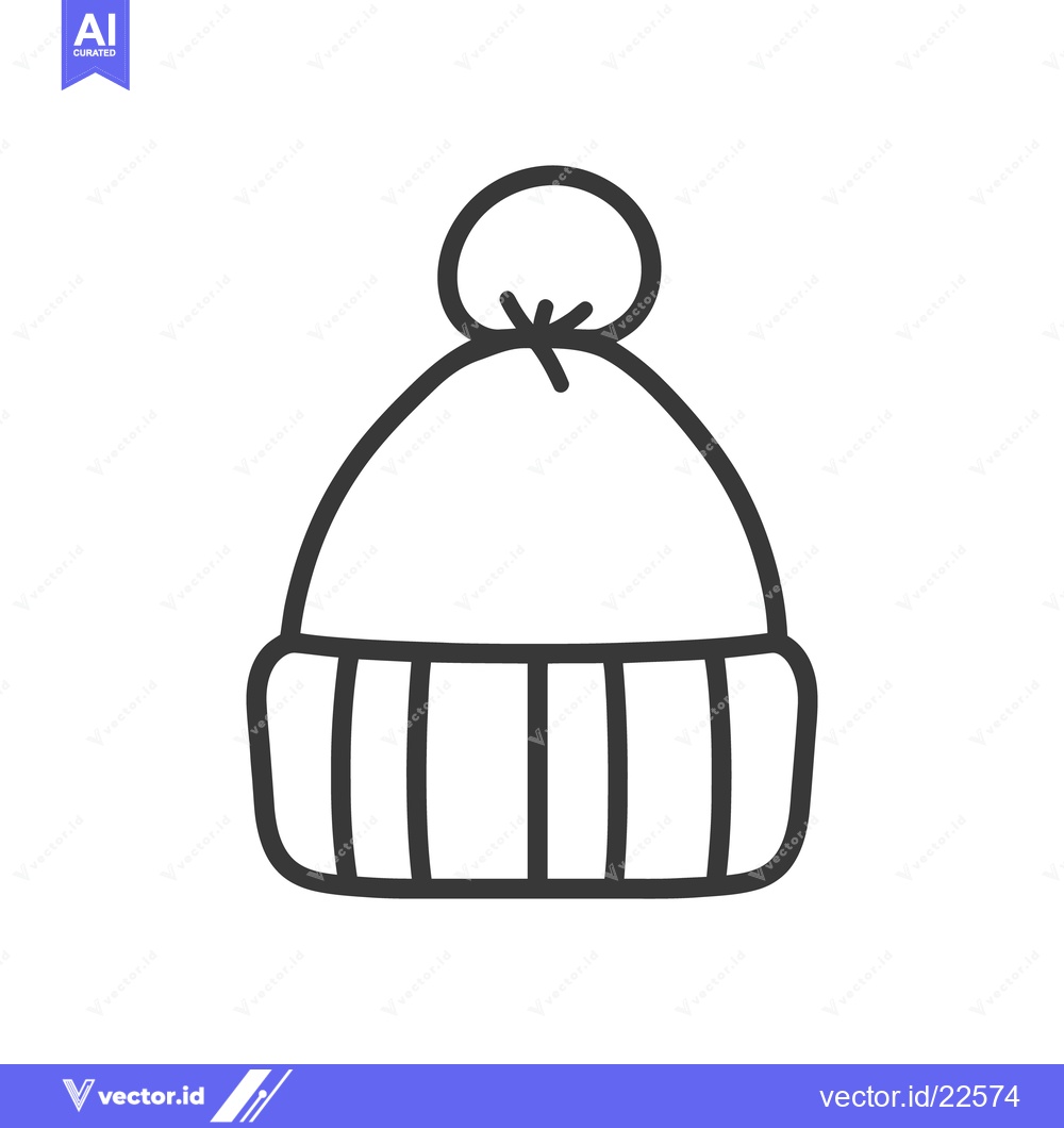 Premium Vector of A simple black and white drawing of a winter knit hat