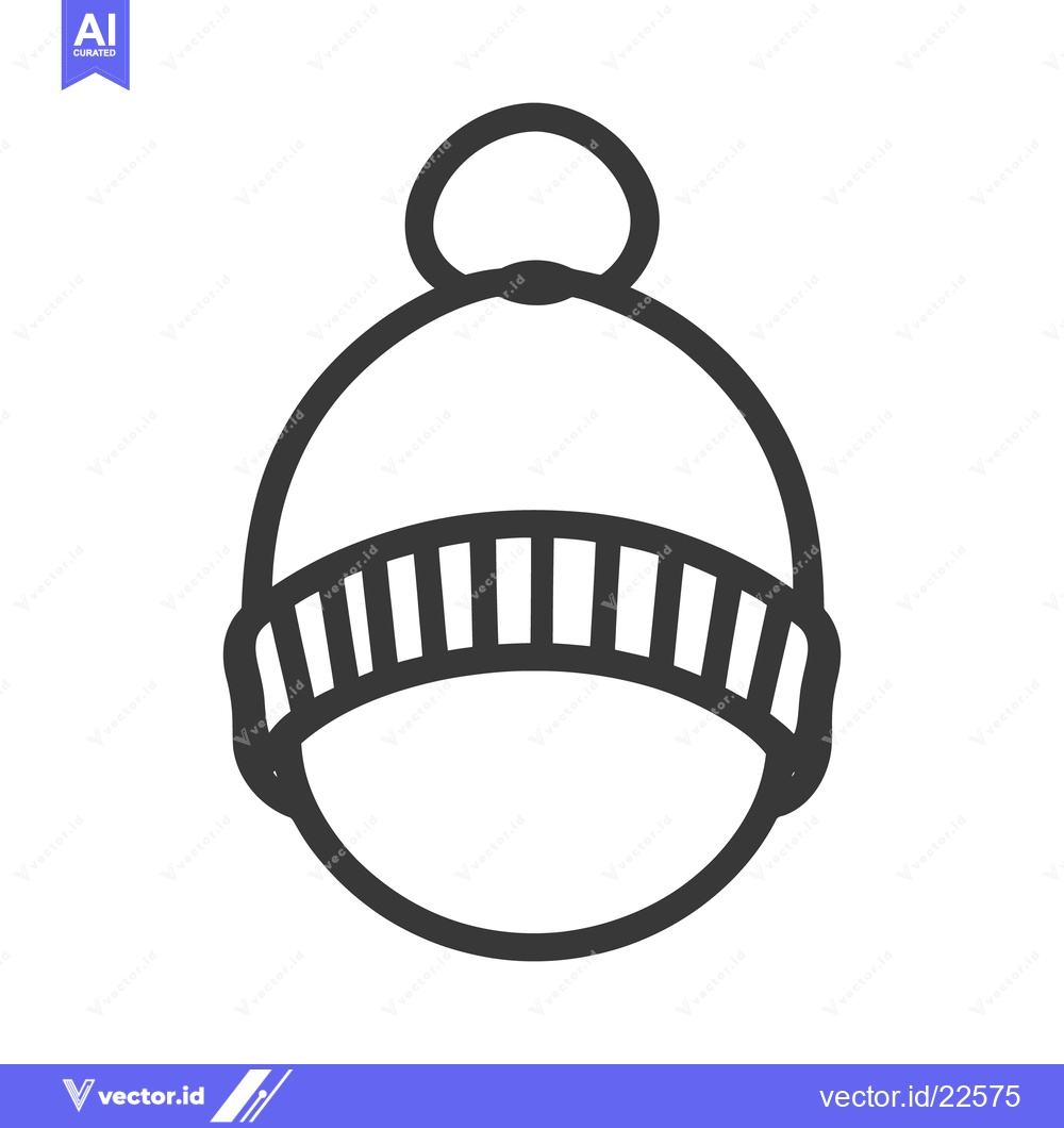 Premium Vector of A simple line drawing depicting a winter hat design