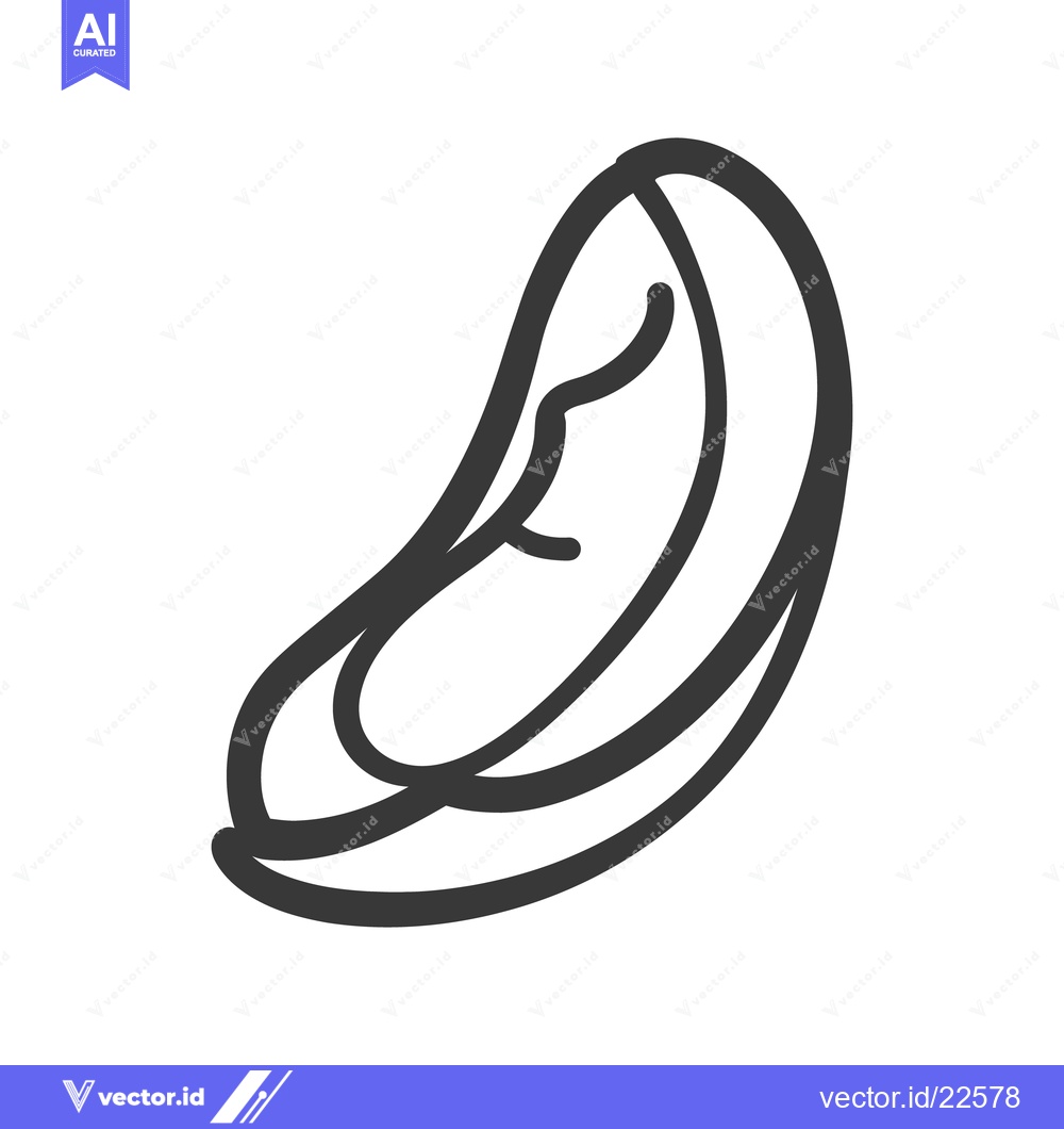 Premium Vector of A stylized black and white illustration of a curved legume