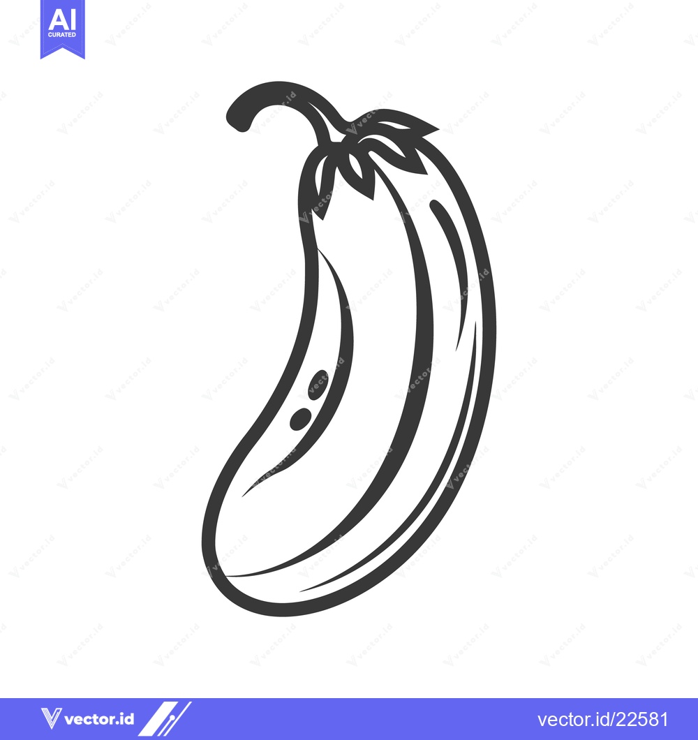 Premium Vector dari A single drawn depiction of a curved eggplant vegetable