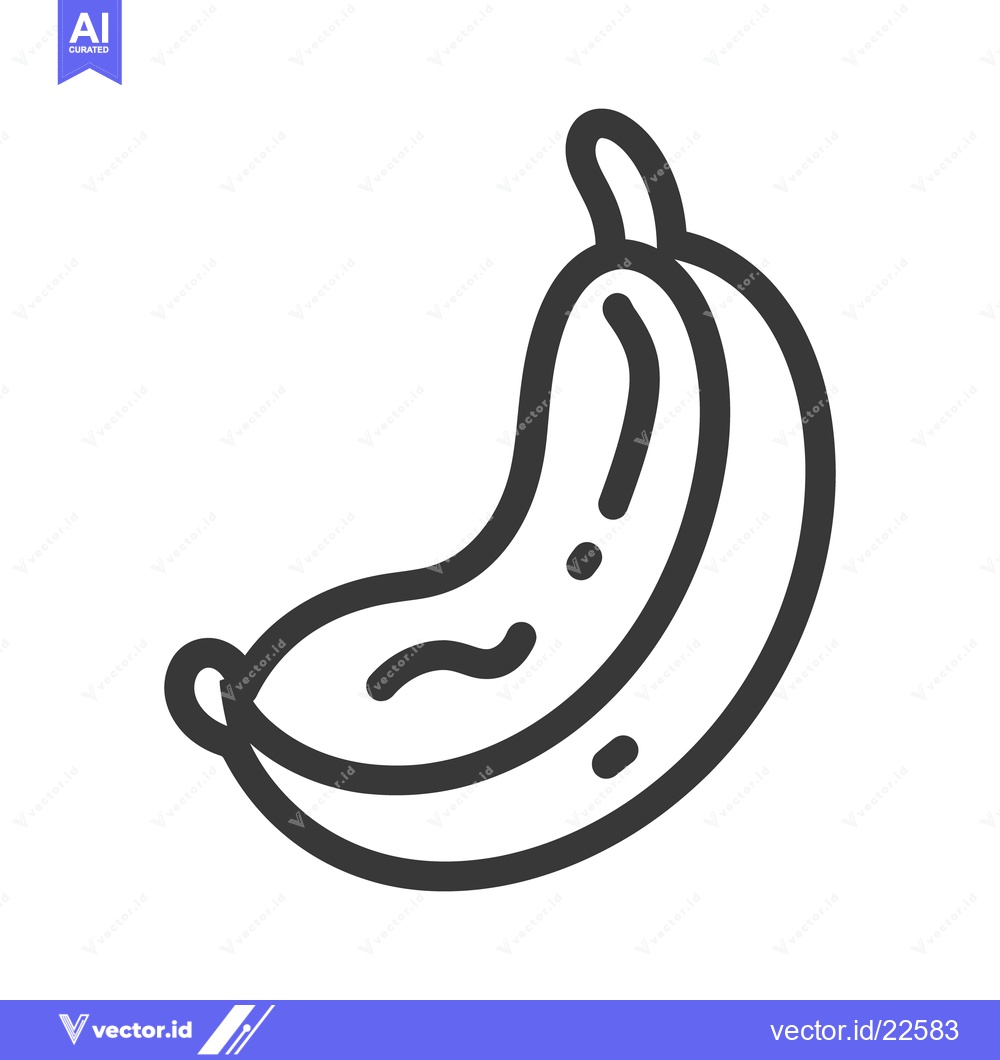 Premium Vector dari A graphic outline illustration of a single curved banana fruit