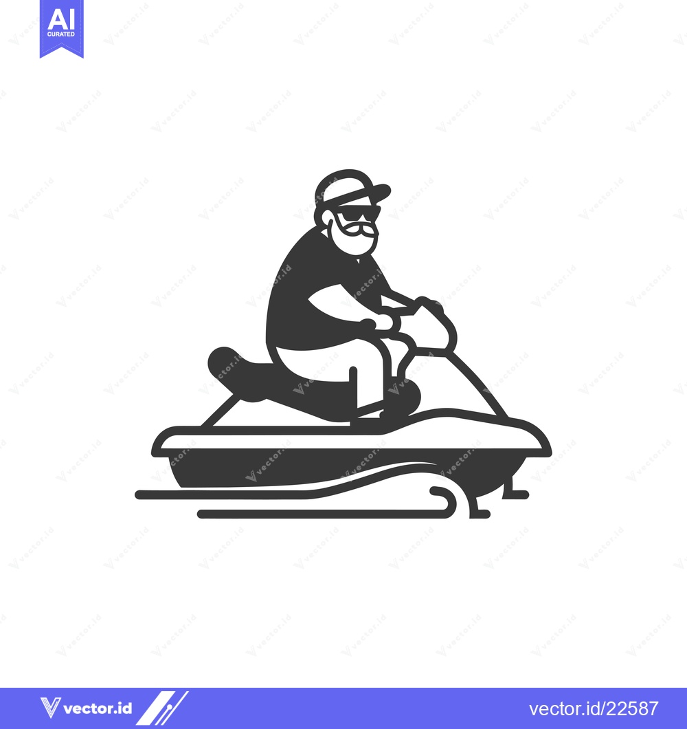 Premium Vector dari Bearded Man in Sunglasses Riding a Jet Ski