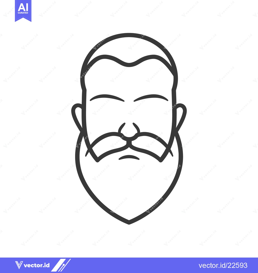 Premium Vector dari Simple illustration depicting the face of a bearded male character