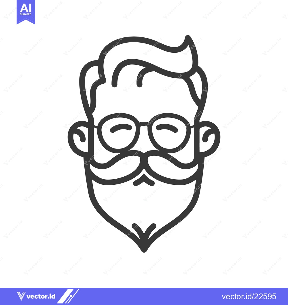 Premium Vector of Illustration showing the face of a man with spectacles and facial hair