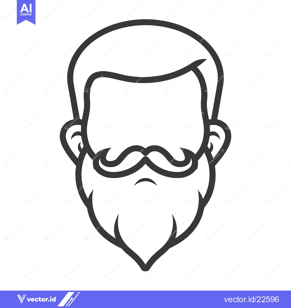 Premium Vector of A simple black line drawing of a bearded human face