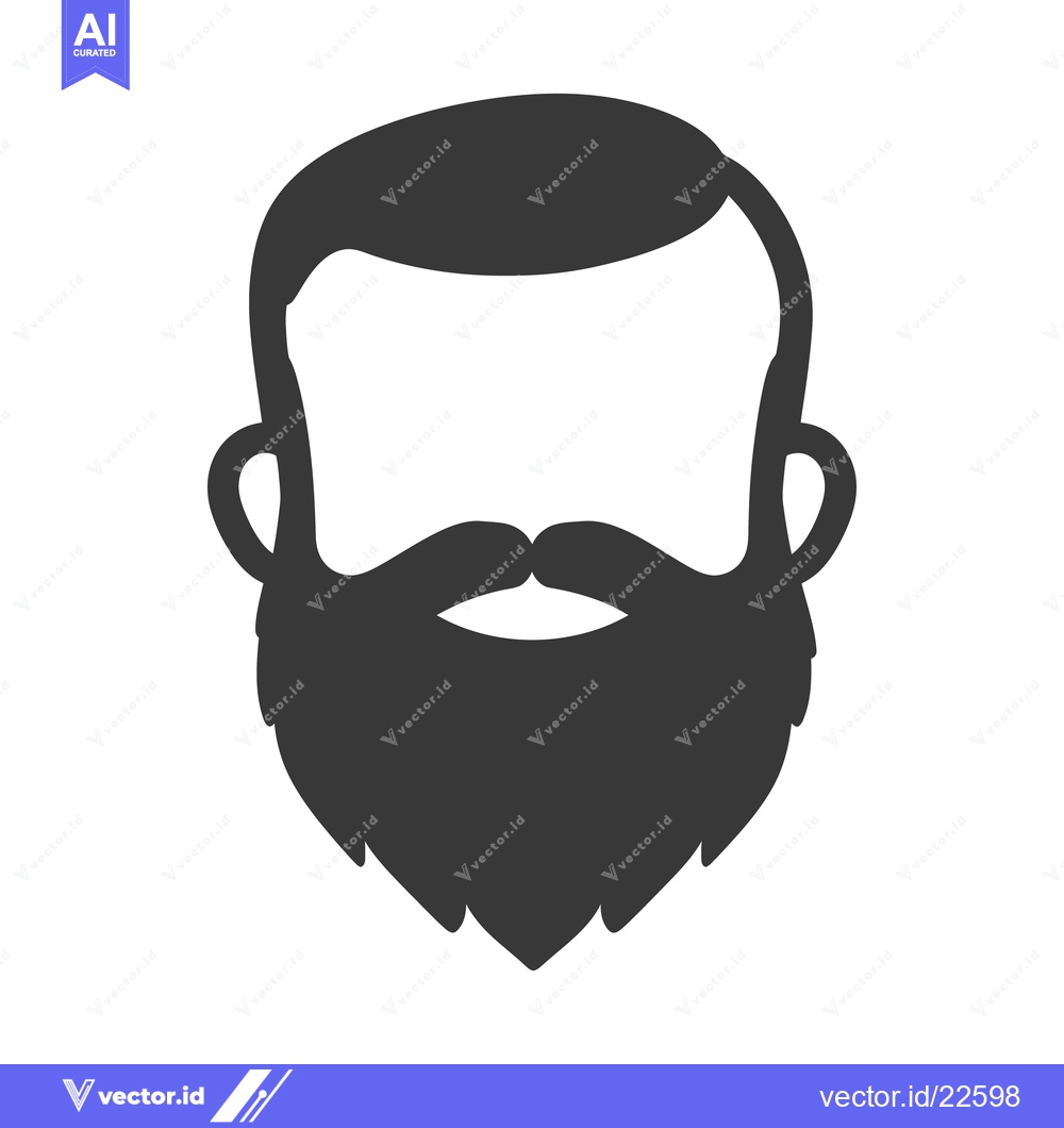 Premium Vector of Silhouette illustration of a bearded man with detailed haircut design