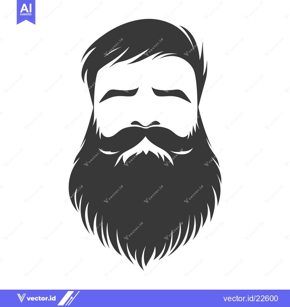 Premium Vector dari A stylized illustration of a man with a full beard and hair