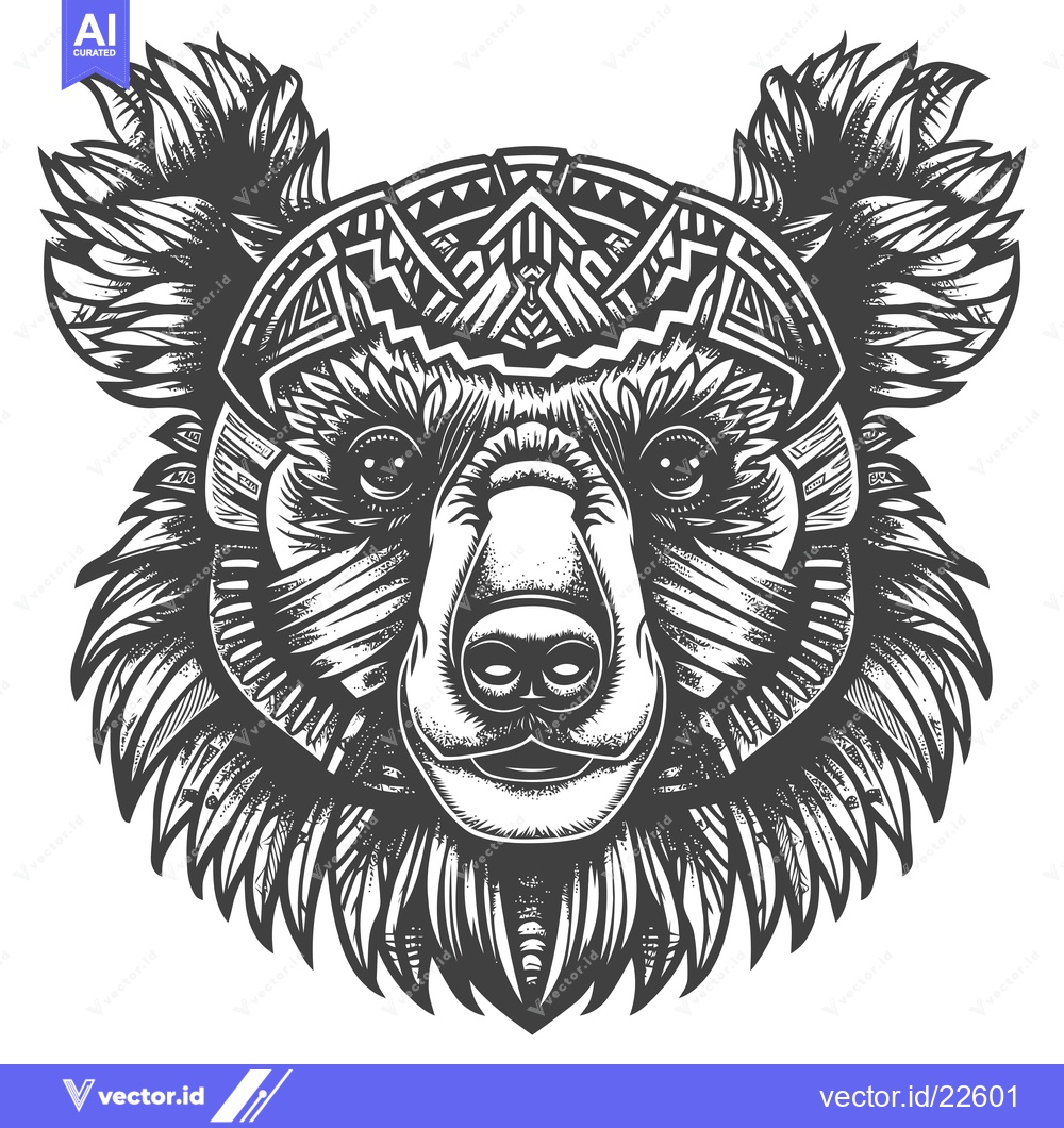Premium Vector dari Bear Head with Geometric Pattern and Fur