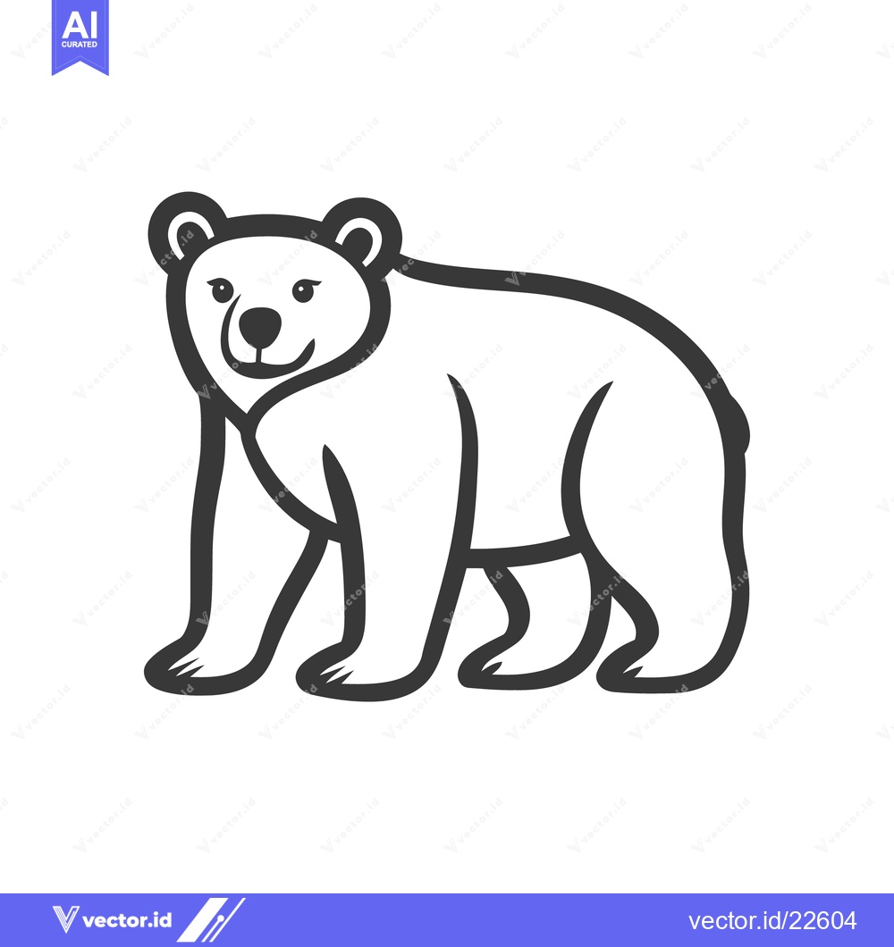Premium Vector of A stylized illustration shows a friendly bear with happy expression